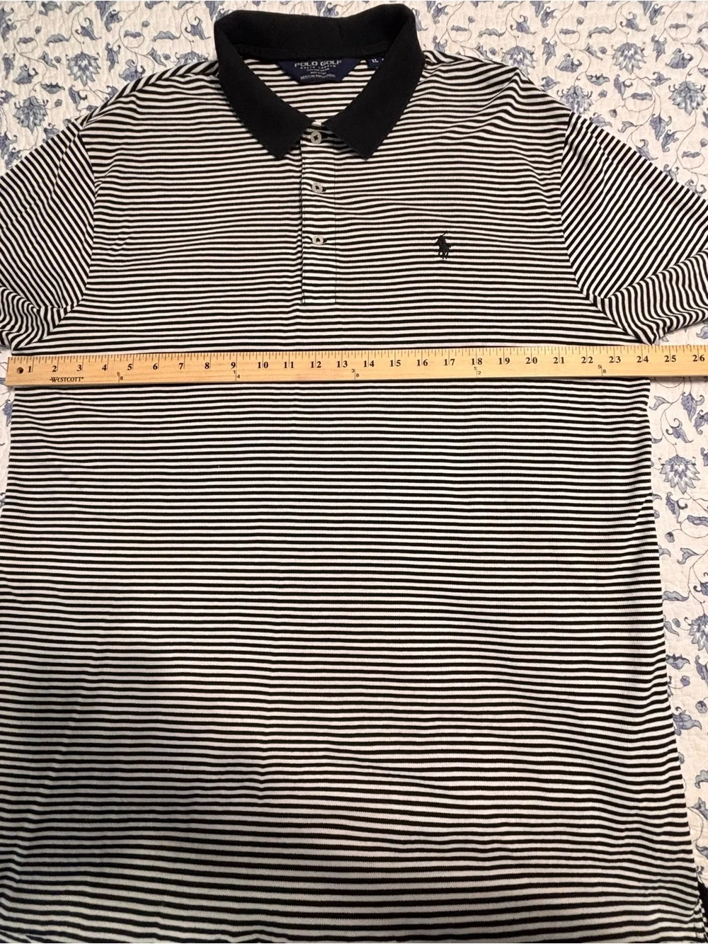 Polo Golf Ralph Lauren Polo Shirt Mens XL Black White Stripe Pima Cotton Golf